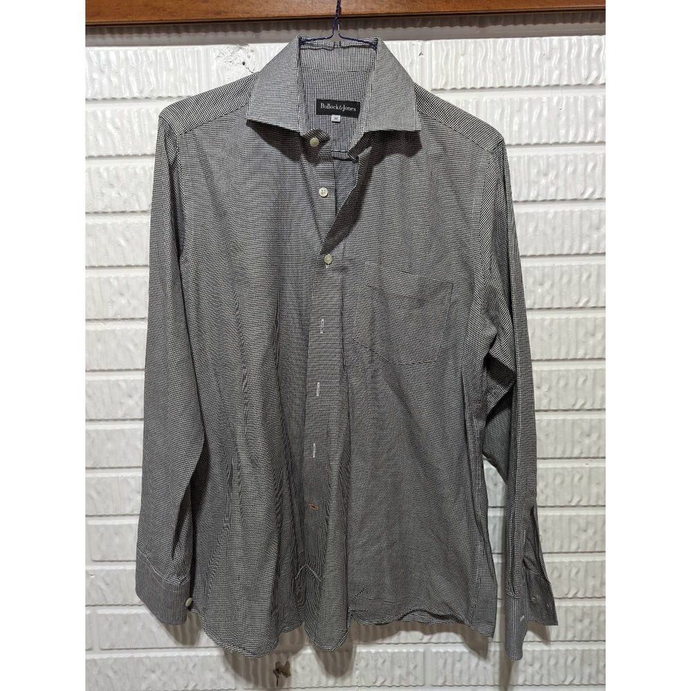 Bullock & Jones Men's White & Black Houndstooth Button-Down Shirt Size M